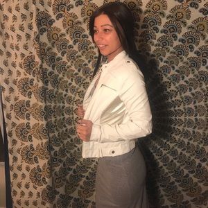 White Pleather Jacket w/ silver accents